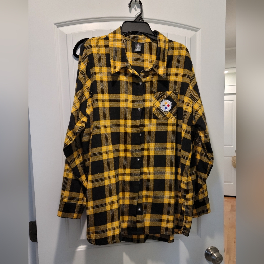 NFL Pittsburgh Steelers Black and Yellow Plaid Shirt